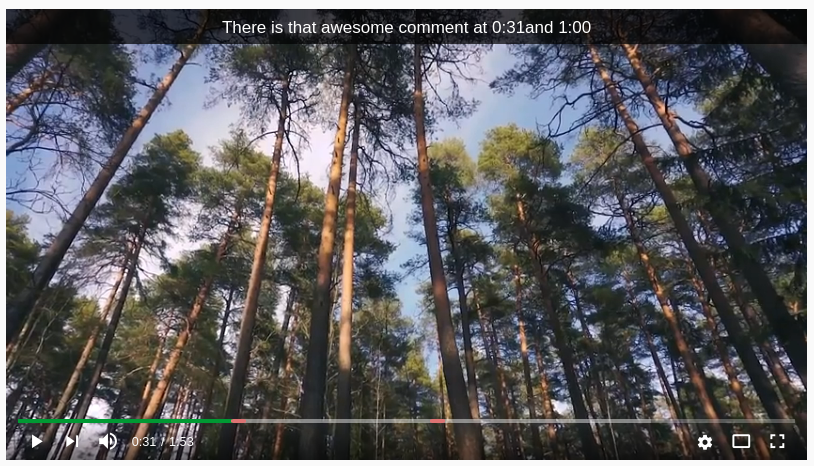 Comment shown when the timestamp is reached